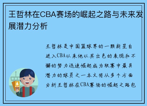 王哲林在CBA赛场的崛起之路与未来发展潜力分析